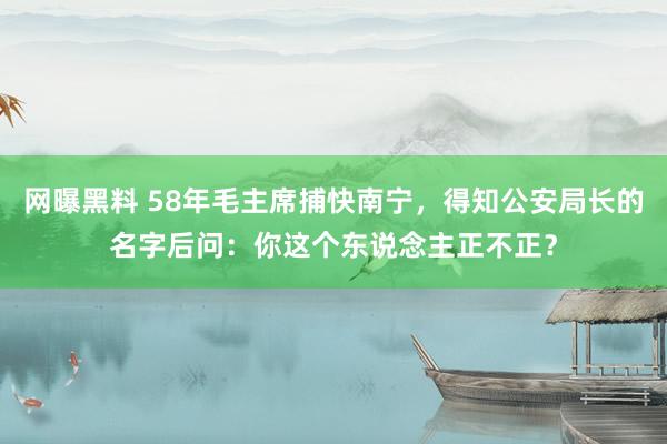 网曝黑料 58年毛主席捕快南宁，得知公安局长的名字后问：你这个东说念主正不正？