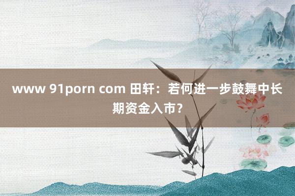 www 91porn com 田轩：若何进一步鼓舞中长期资金入市？