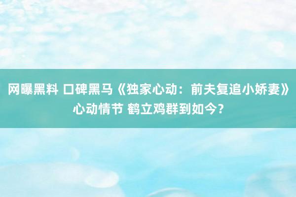 网曝黑料 口碑黑马《独家心动：前夫复追小娇妻》心动情节 鹤立鸡群到如今？