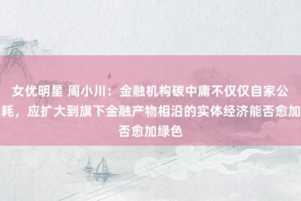 女优明星 周小川：金融机构碳中庸不仅仅自家公司能耗，应扩大到旗下金融产物相沿的实体经济能否愈加绿色