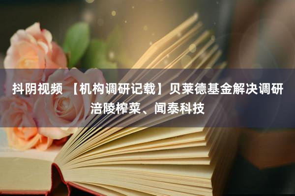 抖阴视频 【机构调研记载】贝莱德基金解决调研涪陵榨菜、闻泰科技