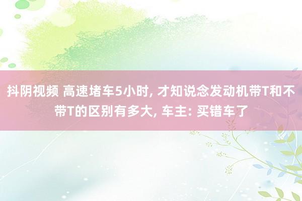 抖阴视频 高速堵车5小时， 才知说念发动机带T和不带T的区别有多大， 车主: 买错车了