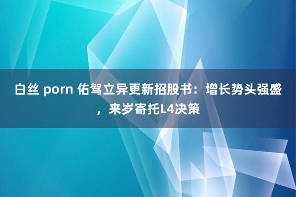 白丝 porn 佑驾立异更新招股书：增长势头强盛，来岁寄托L4决策