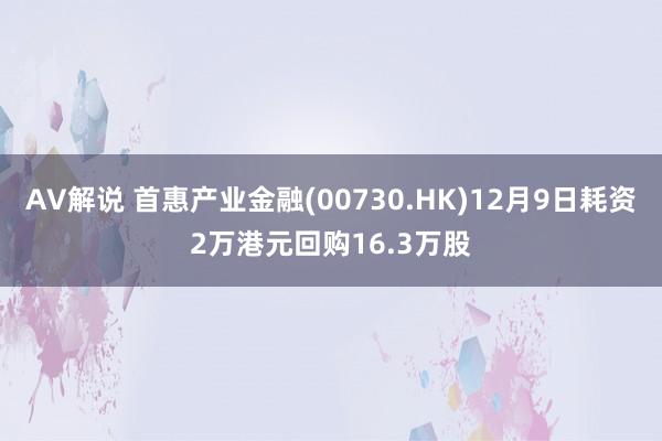 AV解说 首惠产业金融(00730.HK)12月9日耗资2万港元回购16.3万股