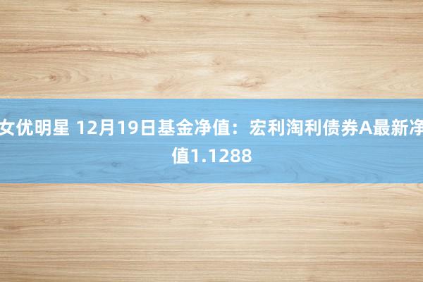 女优明星 12月19日基金净值：宏利淘利债券A最新净值1.1288