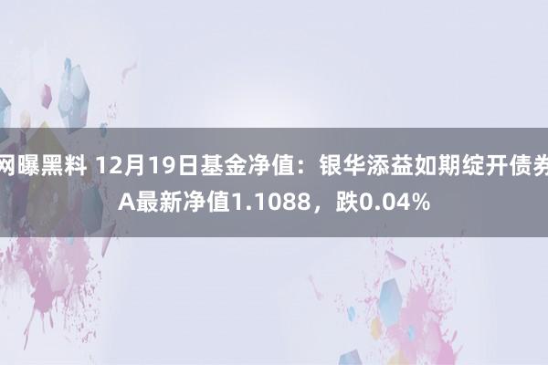 网曝黑料 12月19日基金净值：银华添益如期绽开债券A最新净值1.1088，跌0.04%