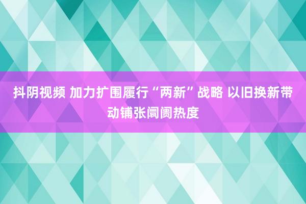 抖阴视频 加力扩围履行“两新”战略 以旧换新带动铺张阛阓热度