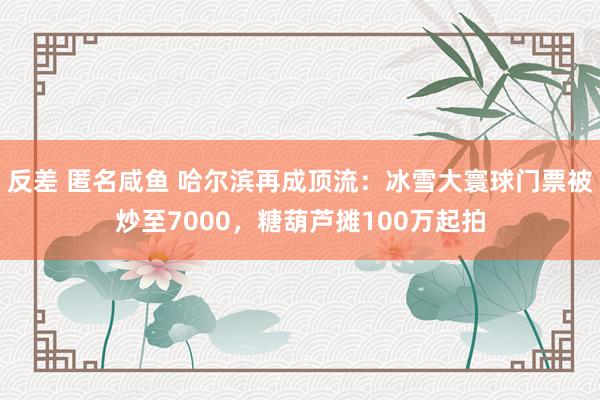 反差 匿名咸鱼 哈尔滨再成顶流：冰雪大寰球门票被炒至7000，糖葫芦摊100万起拍