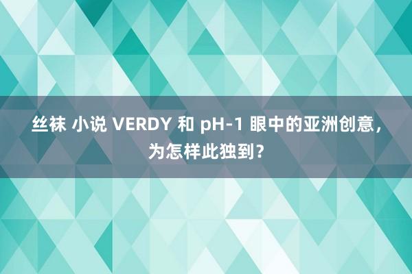 丝袜 小说 VERDY 和 pH-1 眼中的亚洲创意，为怎样此独到？