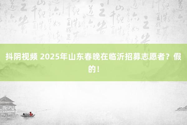 抖阴视频 2025年山东春晚在临沂招募志愿者？假的！