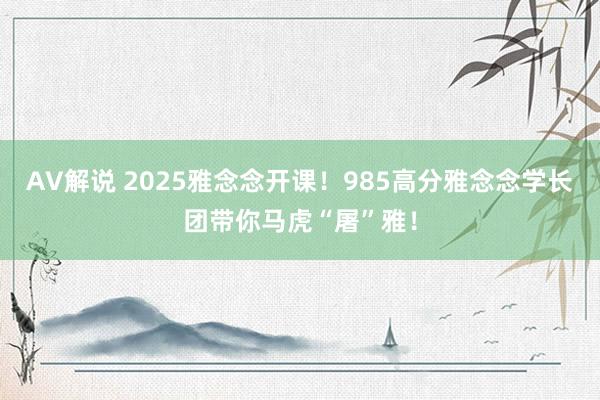 AV解说 2025雅念念开课！985高分雅念念学长团带你马虎“屠”雅！