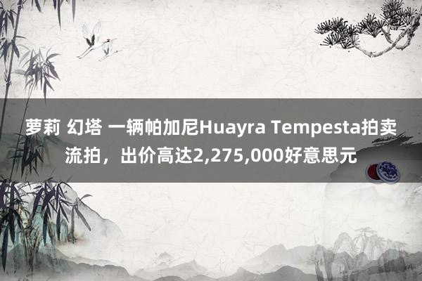 萝莉 幻塔 一辆帕加尼Huayra Tempesta拍卖流拍