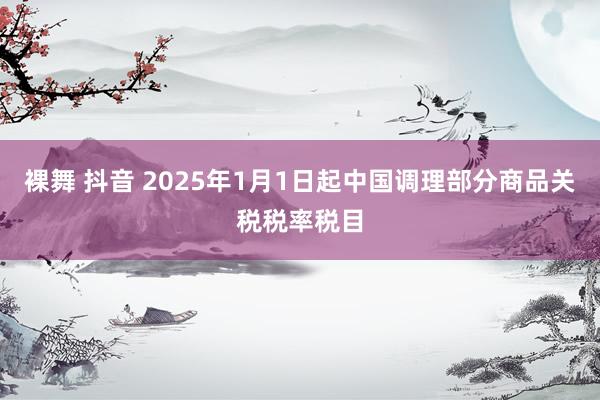 裸舞 抖音 2025年1月1日起中国调理部分商品关税税率税目