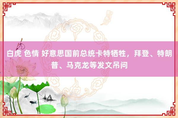 白虎 色情 好意思国前总统卡特牺牲，拜登、特朗普、马克龙等发文吊问