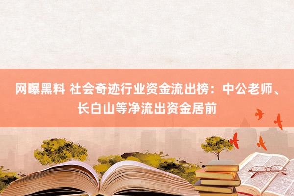 网曝黑料 社会奇迹行业资金流出榜：中公老师、长白山等净流出资