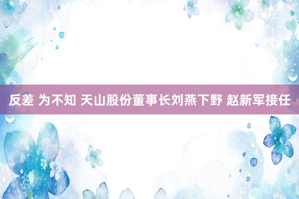 反差 为不知 天山股份董事长刘燕下野 赵新军接任