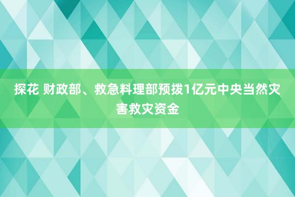 探花 财政部、救急料理部预拨1亿元中央当然灾害救灾资金