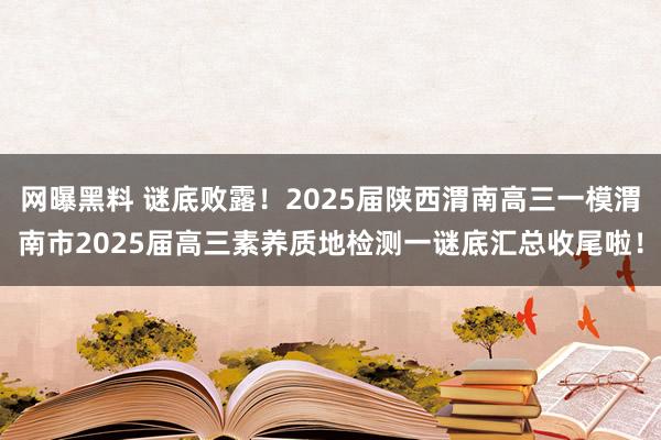 网曝黑料 谜底败露！2025届陕西渭南高三一模渭南市2025届高三素养质地检测一谜底汇总收尾啦！