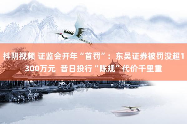 抖阴视频 证监会开年“首罚”：东吴证券被罚没超1300万元  昔日投行“陈规”代价千里重